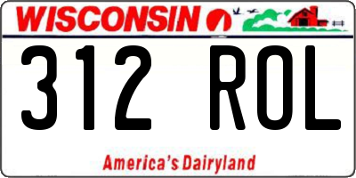 WI license plate 312ROL