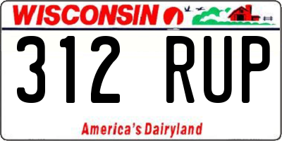 WI license plate 312RUP