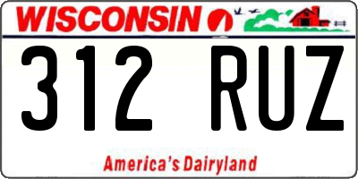 WI license plate 312RUZ
