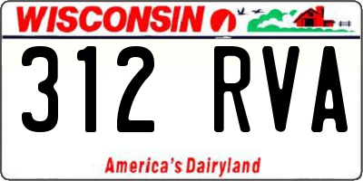 WI license plate 312RVA