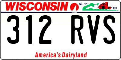 WI license plate 312RVS