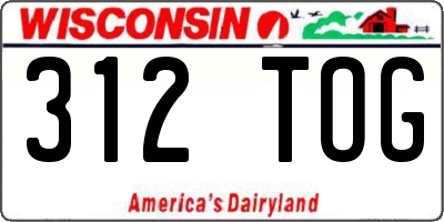 WI license plate 312TOG