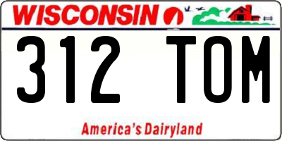 WI license plate 312TOM