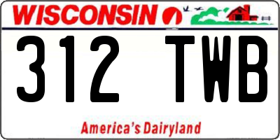 WI license plate 312TWB