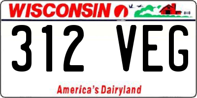 WI license plate 312VEG