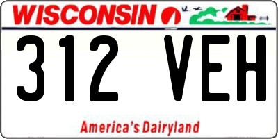 WI license plate 312VEH