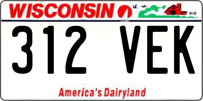 WI license plate 312VEK