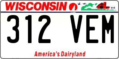 WI license plate 312VEM
