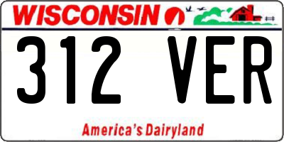 WI license plate 312VER