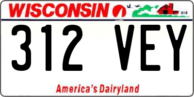 WI license plate 312VEY