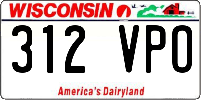WI license plate 312VPO