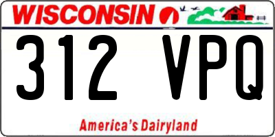 WI license plate 312VPQ