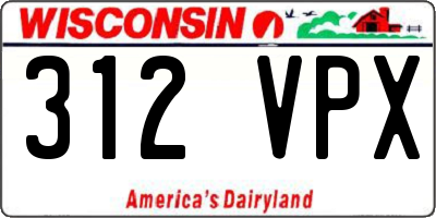 WI license plate 312VPX