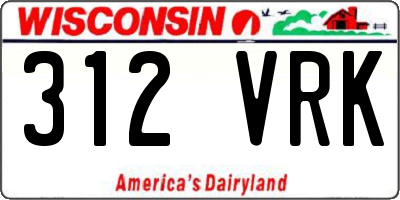 WI license plate 312VRK