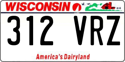 WI license plate 312VRZ