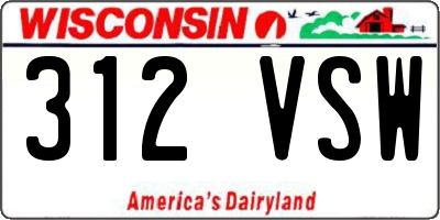 WI license plate 312VSW