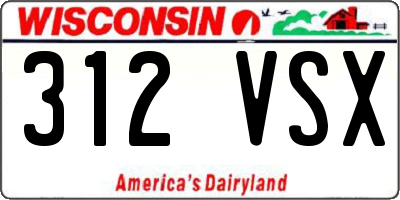 WI license plate 312VSX