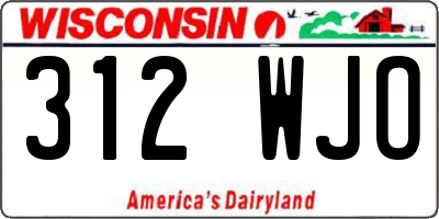 WI license plate 312WJO