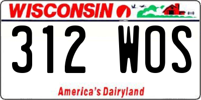 WI license plate 312WOS