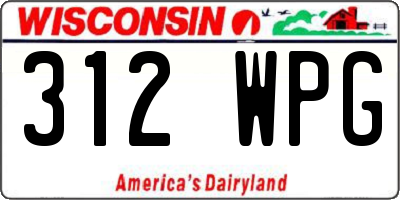 WI license plate 312WPG