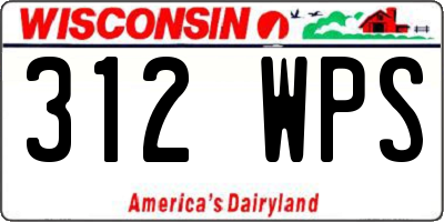 WI license plate 312WPS