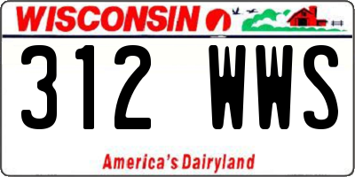 WI license plate 312WWS