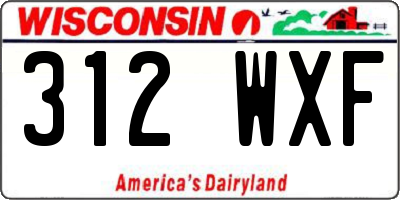WI license plate 312WXF