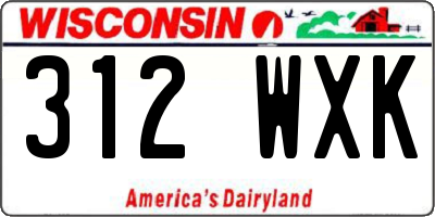 WI license plate 312WXK