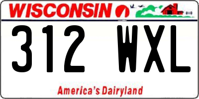 WI license plate 312WXL