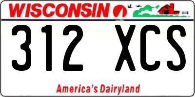 WI license plate 312XCS