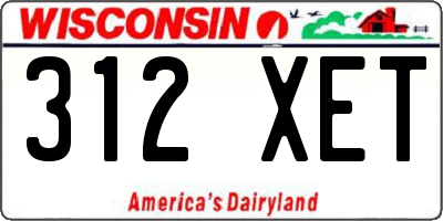 WI license plate 312XET