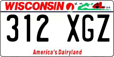 WI license plate 312XGZ