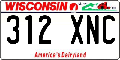 WI license plate 312XNC