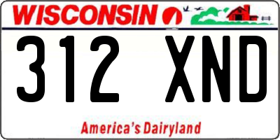WI license plate 312XND