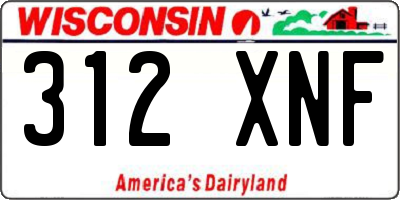 WI license plate 312XNF