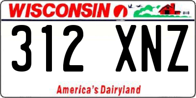WI license plate 312XNZ