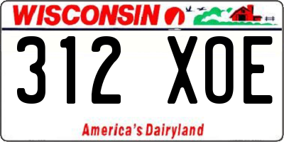 WI license plate 312XOE