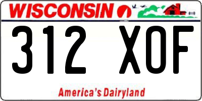 WI license plate 312XOF