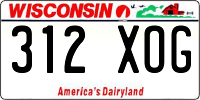 WI license plate 312XOG