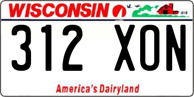 WI license plate 312XON