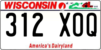 WI license plate 312XOQ