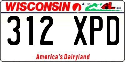 WI license plate 312XPD