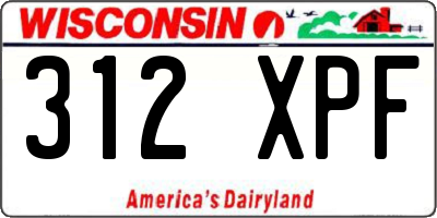 WI license plate 312XPF