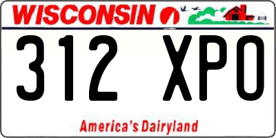 WI license plate 312XPO