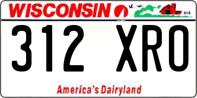 WI license plate 312XRO