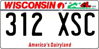 WI license plate 312XSC