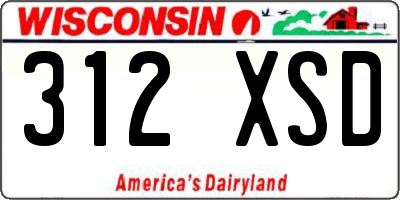 WI license plate 312XSD