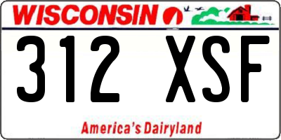 WI license plate 312XSF