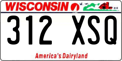 WI license plate 312XSQ