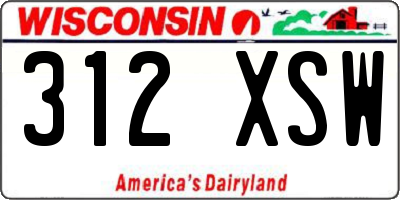 WI license plate 312XSW
